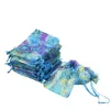 100 Uds. Bolsas de regalo de joyería de Organza de gran tamaño Coral arcoíris bolsas de dulces con cordón 236M