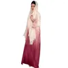 Ethnic Clothing Solid Muslim Set Two-piece Long Sleeve Dress Casual Robes Dubai Malaysia Fashion Feather Abayas For Women's