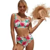 Women's Swimwear Printed Multicolor Ruffled Bikini Set Sexy High Waist Split Fashionable Swimsuit