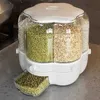 Frascos de alimentos vasilhas grandes recipientes de armazenamento de alimentos 360 barris de arroz giratórios selados dispensador de cereais tanque de arroz caixa de grãos recipiente de armazenamento de cozinha l0309