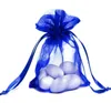 100pcs Blue Organza Backing Fags Pouches Pouches Wedding Favors Basy Christmas Party Gift 13 × 18 سم 5 × 7 بوصة 7760636