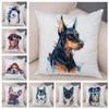 Almofada decorativa travesseiro 50 estilo bonito aquarela tinta pet cão caso decoração animal fronha macia capa de almofada de pelúcia para carro sofá 312j