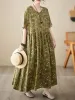 Kleid Anteef Kurzarm übergroße Baumwolle Vintage Blumenkleider für Frauen lässig locker langes Sommerkleid elegante Kleidung 2023