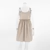 Casual Dresses Brown Cotton Linen Dress For Women Spring Summer Holiday Loose Europe And United States Halter A Word Sexy Skirt