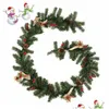 Jullekorationer ornament Xmas träd Garland rotting hemvägg tall hängande grön konstgjord krans spis nyår droppe Deliv dhnqh
