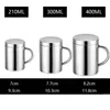 Garrafas de água 304 copo de aço inoxidável, parede dupla isolada com tampa, caneca de café, copos de leite, 210/301/400ml, cerveja, bebida
