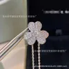 Designer Necklace VanCF Necklace Luxury Diamond Agate 18k Gold Clover Full Diamond Necklace Precision Plated Thick Gold Red Style