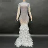 Maternity Dresses Glitter Beaded Maternity Gowns For Photo Shoot Sexy Crystal Diamond Mermaid Long Pregnant Dresses Women Feathers Mermaid Gown L240308