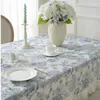 Bordduk Rektangel Tabelhandduk Blue Floral Rustic French Printed Edge Ruffle Dammtät Cover Farmhouse For Kitchen Living Room Decor