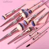 Makeup Brushes Glitter Crystal Makeup Brushes Set 14pcs Premium Cosmetic Brushes Kit Bling Rhinestone Rose Gold Brush Foundation Eye Face Make Up Tools 240308