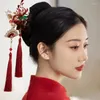 헤어 클립 중국 액세서리 세트 팬 디자인 Tassel 신부 Xiuhe Jewelry Hanfu Cheongam Headpiece