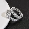 Pierścienie klastra wszechstronne 925 srebrny markiz Cut White Sapphire Set Pierścień z wykwintną biżuterią