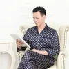 Lente En Herfst Heren Pyjama Sets Zijde Lange Mouwen Nachtkleding Ijs Plus Size Thuis Kleding Pyjama Pak Dragen 240307