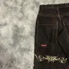 Jeans da uomo JNCO Y2k Hip Hop Grafica retrò ricamato Pantaloni larghi neri Uomo Donna Pantaloni larghi a vita alta gotici Harajuku 995 236