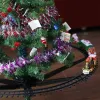 Train de voiture électrique de Noël Jouets de train Décoration d'arbre de Noël Cadre de voie de train Voiture de chemin de fer avec cadeaux de Noël SoundLight H1112 LL