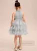 Кружевные тюлевые платья-пачки для девочек, бальное платье, детское платье-жилет с воротником и рюшами из бисера, детские костюмы принцессы Z7021