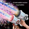 Play Water Fun 1pc Bubble Guns for Toddlers 32Hole Light Up Bubble Maker for Kids Bubble Blower for Bubble Summer Outdoor Toys Birthday Party Favor Gift