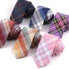 Cravates de cou en coton à carreaux pour hommes et femmes, cravate de marié violette décontractée pour fête de mariage, garçons et filles, cravate slim Gravatas1245I