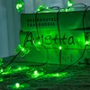 ストリングスセントパトリックの日装飾ライトLRISH LANTENS CLOVERUSB LED STRING GREEN HAT LEATHER CORD CARTE