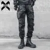 Pantalon 2022 Nouveau pantalon cargo fonctionnel tactique Men Hip Hop Imperproof Motorcycle Joggers pantalon Punk Gothic Pant Techwear Black