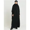 Vêtements ethniques Femmes musulmanes Jilbab Robe de prière une pièce à capuche Abaya Smocking Manches Islamique Dubaï S Robe noire Modestie turque Dr Dht61