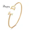 Duoying Inledande namnarmband Bangle Simple Double Letters Armband för Gift Love BBF Jubileumsgåvor Enkla smycken Armband 240301