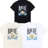 Rhude Designer Tshirts Do Old Round Neck Short Sleeve Cotton Tees Hip Hap Treetwear Rhudes Oversize Tops 2024 fashion style Shorts sleeves t-shirts