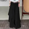 Fashion Men Wide Leg Pants Solid Loose Button Joggers Irregular Trousers Streetwear Oversize Skirts S5XL INCERUN 240305