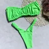 Costumi da bagno da donna Neon Bikini sexy 2024 Costume da bagno con volant Donna Fascia a pieghe Set Costume da bagno femminile Perizoma Costume da bagno