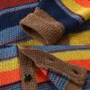 Autumn Winter Mens Rainbow Lapel Sweater Coat Button långärmad färg Matchande Cardigan Coat Casual Loose Street Mens Wear 240228