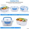 Bento Boxes Portable Electric Heated Lunch Box Carhome 2-i-1 12V-24V 110V Rostfritt stålfodrad matbehållare Drop Delivery Dhagr