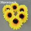 Decorative Flowers 30pcs 4.5cm 7cm 9cm Mini Artificial Daisy Head Flower Silk Sunflower DIY Wreath Scrapbooking Gift Box Yellow