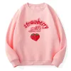 Sweatshirts Tumblr Harajuku Kawaii Strawberry Letter Hoodie Sweatshirt Women Kpop Chic cute Pink Sweatshirts warm Sweatshirt casual girl top