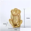 Kunst en ambacht Hars Niet luisteren Zie praten Gouden Aap Miniatuurbeeldjes Home Decor Slaapkamer Gang Decoratieve Scpture Ornamenten 2 Dh8Rr