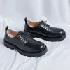 Casual Shoes Men Leather Platform Oxfords LACE-UP THOCK MANA BUSINESS DERBY BUCKLE LOAFERS HÄR SQUARE TOE Formell klänningsko