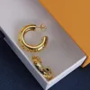 Women Girl Elegant Gold Silver Plated Hollow Letter Flower Hoop Earrings Luxury Brand Designer Stainless Steel Ear Stud Fashion Jewerlry Gifts Top Quality With Box