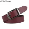 Belts RAINIE SEAN White Belt Women Cowskin Genuine Leather Women Belt High Quality Brand Buckle Ladies Belts for Jeans 110cm L240308