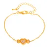 Charm armband guld pärlstav hjärta hänge armband vänskap armband för kvinnor strass dekor länk kedja smycken tillbehör