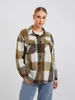 Women's Jackets Plaid England Style Casual Loose Outwear Long Sleeve Button Down Shacket Fall Shirt Coats With Pockets