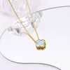 Designer Necklace VanCF Necklace Luxury Diamond Agate 18k Gold Blue Natural Flower Titanium Earrings Flower Sky Color Four Leaf Grass Necklace