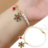 Charme pulseiras moda natal pérola pulseira strass floco de neve santa elk forma jóias acessórios de pulso presentes de natal