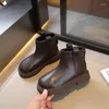 Botas 2024 meninas tornozelo versátil macio marrom preto crianças moda casual antiderrapante elegante chique crianças sapatos para meninos