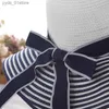 Chapeaux larges chapeaux seau vente chaude mode Hepburn vent noir blanc rayé Bowknot été chapeau de soleil belles femmes Str chapeau de plage grand chapeau à bords L240308