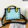 Shoulder Bags Women Casual Bag 2D Crossbody Novelty Summer Contrast Colors Fashion Adjustable Straps 3D Drawing Tote