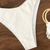 Solid Color Neck Bikini Set Ny sexig hög midja Triangelbaddräkt för kvinnor Hög väntade bikini