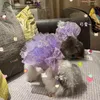 Ubrania z odzieży dla psa fioletowa cekinowa sukienka księżniczka kota szczeniaka