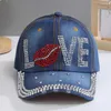 Visors Adjustable Rhinestone Baseball Cap Women Sparkle Bling Sequins Sports Breathable Diamond Inlay Cotton Denim