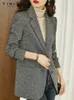 VIMLY Pailletten Wolmix Blazer Dames Lentejassen 2024 Warme Bovenkleding Vintage Elegant Casual Zakelijk Wollen Maatjas 230226