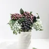 Decorative Flowers 35 Head Artificial Blueberry Berry Branch Bouquet Garland Accessories Blue Berries Stems Fake Plants For Home Decoration