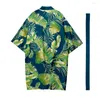 Roupas étnicas Moda Longo Kimono Cardigan Japonês Tradicional Kimonos Samurai Tropical Planta Padrão Camisa Yukata Jaqueta